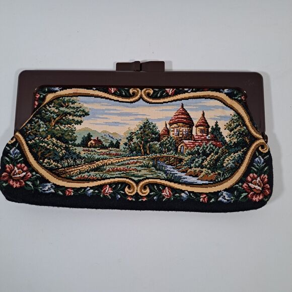 VTG Boho Tapestry Carpet Floral Handbag Purse Clutch 60s Cottagecore Brocade - Picture 1 of 6